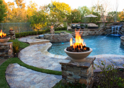 Stone Free Form With Gas Fire Bowls