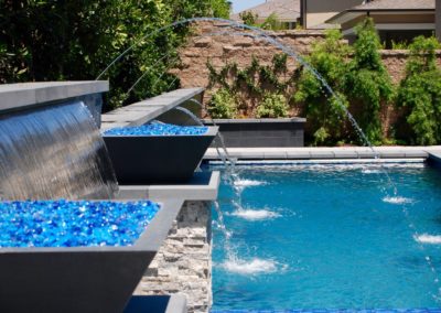Contempoary Pool & Spa with Fire Bowls